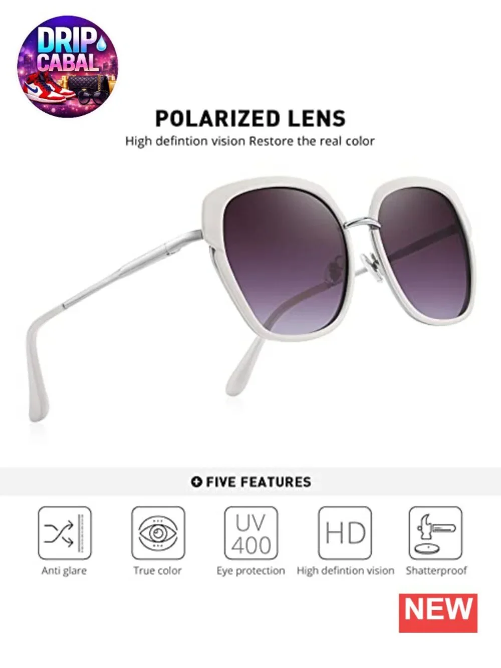 Vintage Oversized Shield Frame Polarized Sunglasses for Women with Gift Box